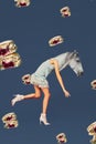 Contemporary art collage. Concept woman with horse head. Royalty Free Stock Photo