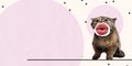 Contemporary art collage. Cute image of cat with female lips element isolated over pink background