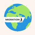 Contemporary art collage. World Migration Day. Planet image symbolizing migration concept