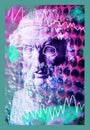 Contemporary art concept collage with antique statue head in a surreal style. Modern unusual art.