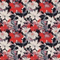 trendy fashion print, seamless pattern, background with stylized flowers
