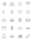 Contemporary art linear icons set. Abstract, Avant-garde, Conceptual, Deconstructivism, Digital, Edgy, Experimental line Royalty Free Stock Photo