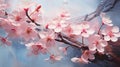 Contemporary Art Oil Painting of Cherry Blossom Sakura Pink Flowers Background Royalty Free Stock Photo