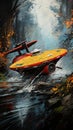 Contemporary Art Oil Painting With Vibrant Colors of The Star Trek Enterprise Background