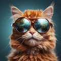 contemporary art with playful illustration, where a multi-colored cat in sunglasses brings a burst of fun. Ai generated