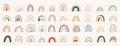 Contemporary art style colorful rainbows set.Hand drawn rainbows in different shapes.Scandinavian style Royalty Free Stock Photo