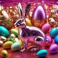 decorative bunny with easter eggs, symbol easter