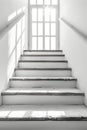 Contemporary ash wood staircase in the white interior of a newly constructed modern house