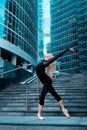 Contemporary ballet dancer on the city street.