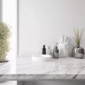 Contemporary Bathroom Design Mockup: Artwork, Painting, Photo, or Poster Displayed on empty Wall, Generative AI Royalty Free Stock Photo