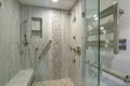 Contemporary bathroom design with walk-in shower.