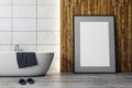 Contemporary bathroom with empty billboard Royalty Free Stock Photo