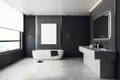 Contemporary bathroom with empty banner Royalty Free Stock Photo