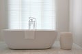 Contemporary bathtub with traditional faucets