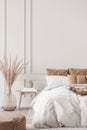 Contemporary bedroom design mockup, bight home decor Royalty Free Stock Photo