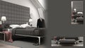 Contemporary bedroom presentation with copy space and details closeup, architect interior designer concept idea, sample text