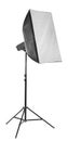 Contemporary big black strip softbox, isolated on a white background. Studio lighting. Spot light photography equipment.