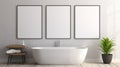 Contemporary Bloomsbury Group Inspired 3d White Bathtub Mockup Royalty Free Stock Photo
