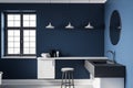 Contemporary blue bathroom interior