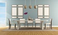 Contemporary blue dining room