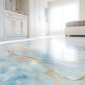 Contemporary Blue Marble Floor With Gold Accents Royalty Free Stock Photo