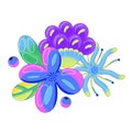 Contemporary bright vector flowers with black outline. Vibrant floral bouquet. Baloon style. Modern art