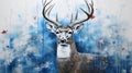 Contemporary Canadian Art: Realism Painting Of A Deer With Dripping Paint Royalty Free Stock Photo