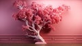 Contemporary Candy-coated Artificial Tree In Pink Wall 3d Render Royalty Free Stock Photo