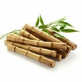 Contemporary Candy-coated Bamboo Sticks On White Background