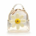 Contemporary Candy-coated Clear Backpack With Flower And Golden Button