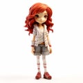 Contemporary Candy-coated 3d Model Of A Cartoon Girl With Red Hair Royalty Free Stock Photo