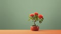 Contemporary Candy-coated Red Potted Plant On Green Wall