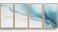 Abstract Resin Waves: Translucent Paintings In White And Blue