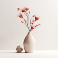 Contemporary Ceramics: Oriental Minimalism In Light Pink And Crimson Vase