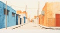 Contemporary Chicano Alleyway: Minimal Screenprint Illustration Of Australia
