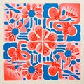 Contemporary Chicano Flower Pattern: A Luminous Tile Design