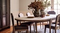 Contemporary classic cottage dining room decor, interior design and country house furniture, home decor, table and chairs, English