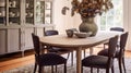 Contemporary classic cottage dining room decor, interior design and country house furniture, home decor, table and chairs, English