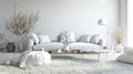 Contemporary classic white beige interior with furniture and decor. Generative Ai Royalty Free Stock Photo