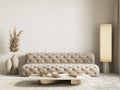 Contemporary classic white beige interior with sofa and decor. Royalty Free Stock Photo