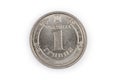 Contemporary coin denomination one Ukrainian hryvnia, top view of obverse Royalty Free Stock Photo