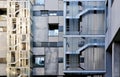 Contemporary concrete and glass building facade with sunset reflections Royalty Free Stock Photo