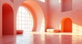 Contemporary Coral-Colored Archway Interior