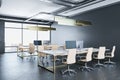 Contemporary coworking office interior with city view Royalty Free Stock Photo