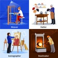 Contemporary Craftspeople 4 Flat Icons Square Royalty Free Stock Photo