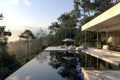A contemporary cubic villa with an infinity pool Royalty Free Stock Photo