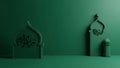 Green Islamic Background with Eid Mubarak Calligraphy for Festive Ramadan Greetings Royalty Free Stock Photo