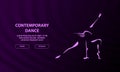 Contemporary Dancing girl outline on a dark background. Contemporary dance banner.