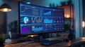 Contemporary Data Analysis: Computer Monitor Displaying Histograms and Pie Charts
