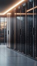 Contemporary data center featuring server racks and advanced network infrastructure